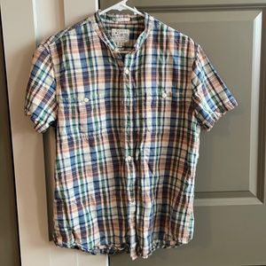 Rare Lucky Madras Short Sleeve Henley Men Shirt